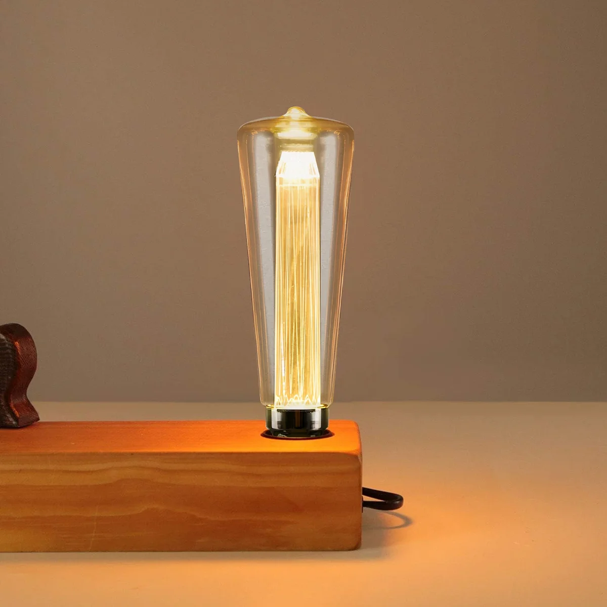 Non dimmable LED bulb with amber tinted glass and E27 base, tubular shape, 3W vintage style filament design