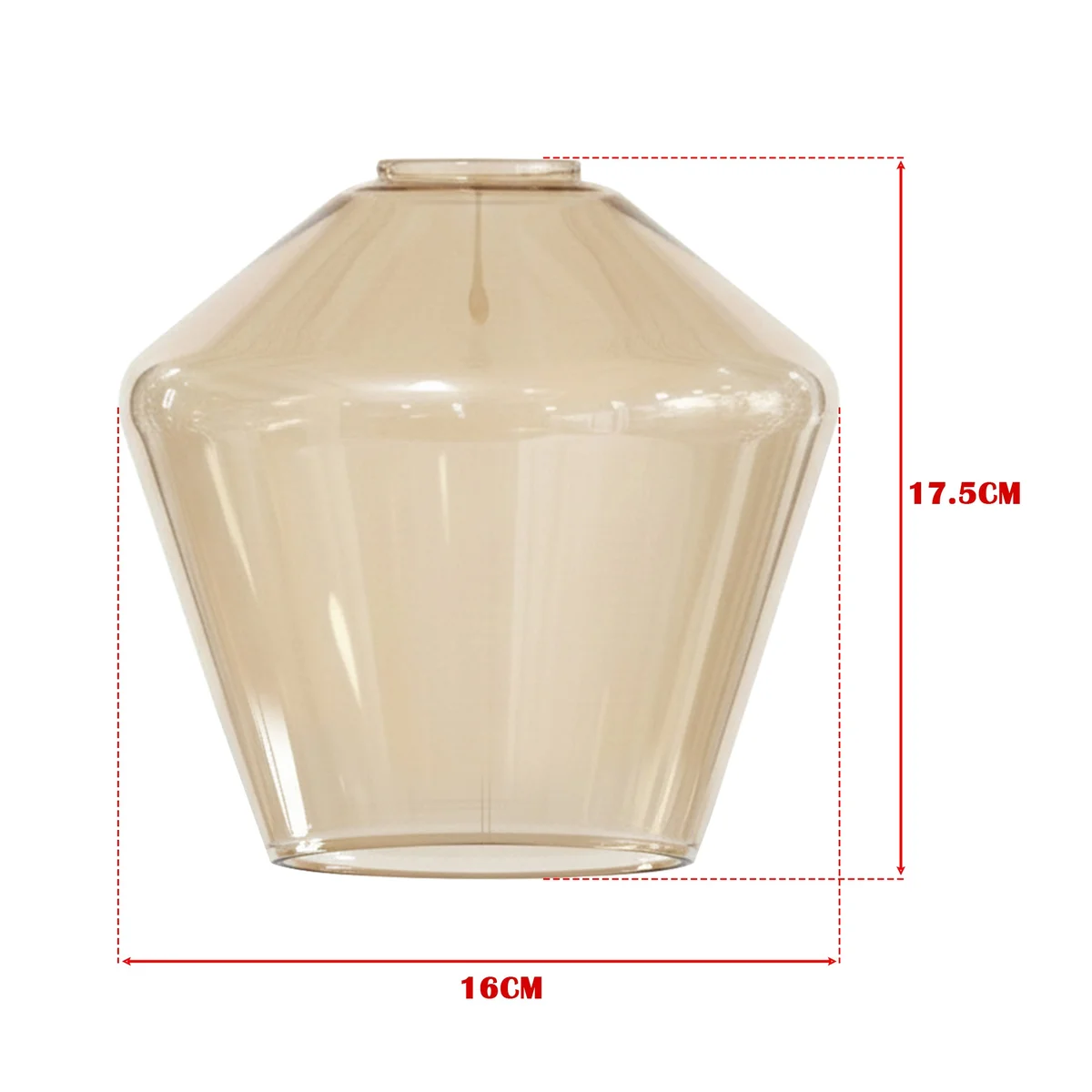 Diamond-shaped amber glass E27 lamp shade with geometric facets, warm vintage style for pendant lighting fixtures