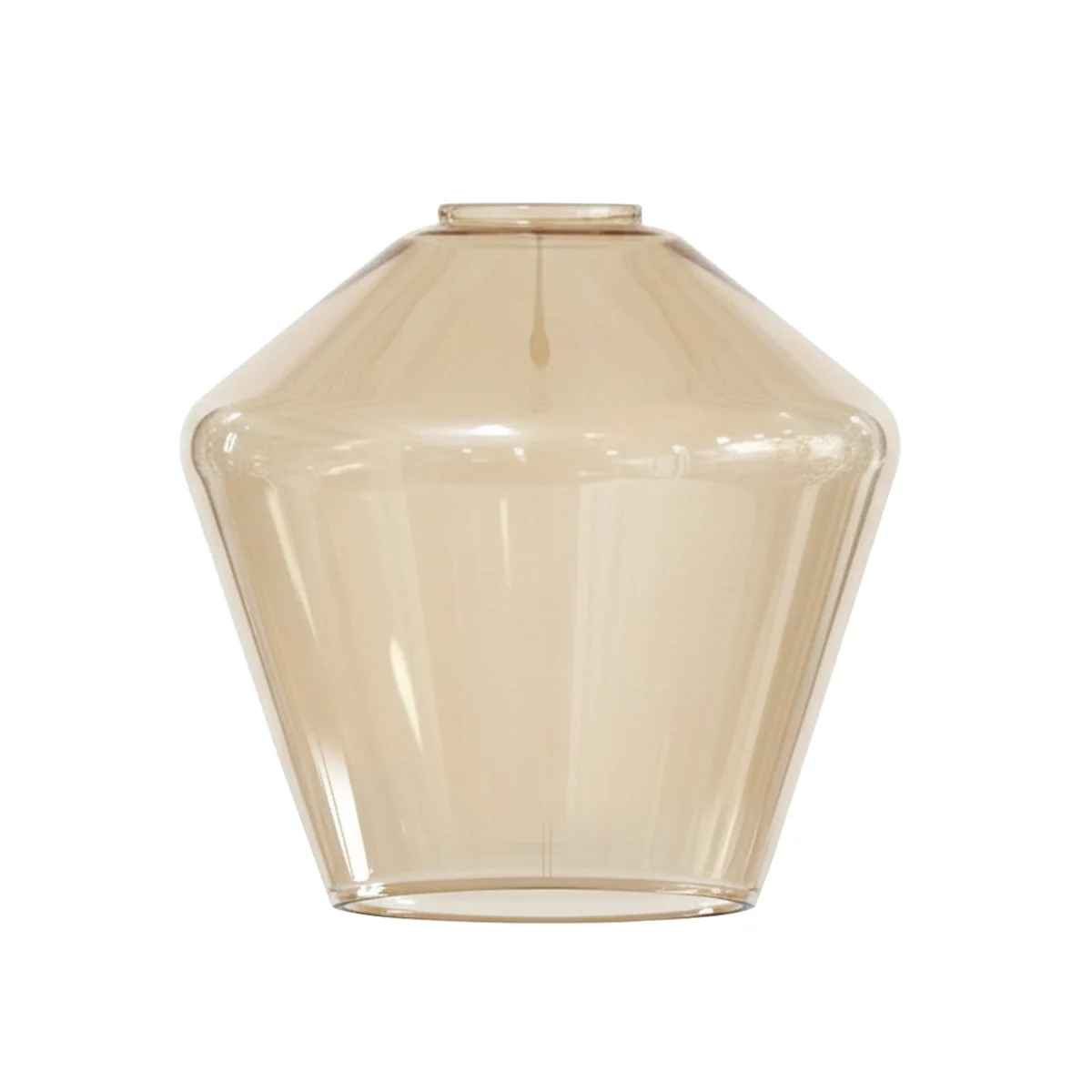 Diamond-shaped vintage amber lamp cover hanging, showcasing faceted geometric amber glass with warm glow