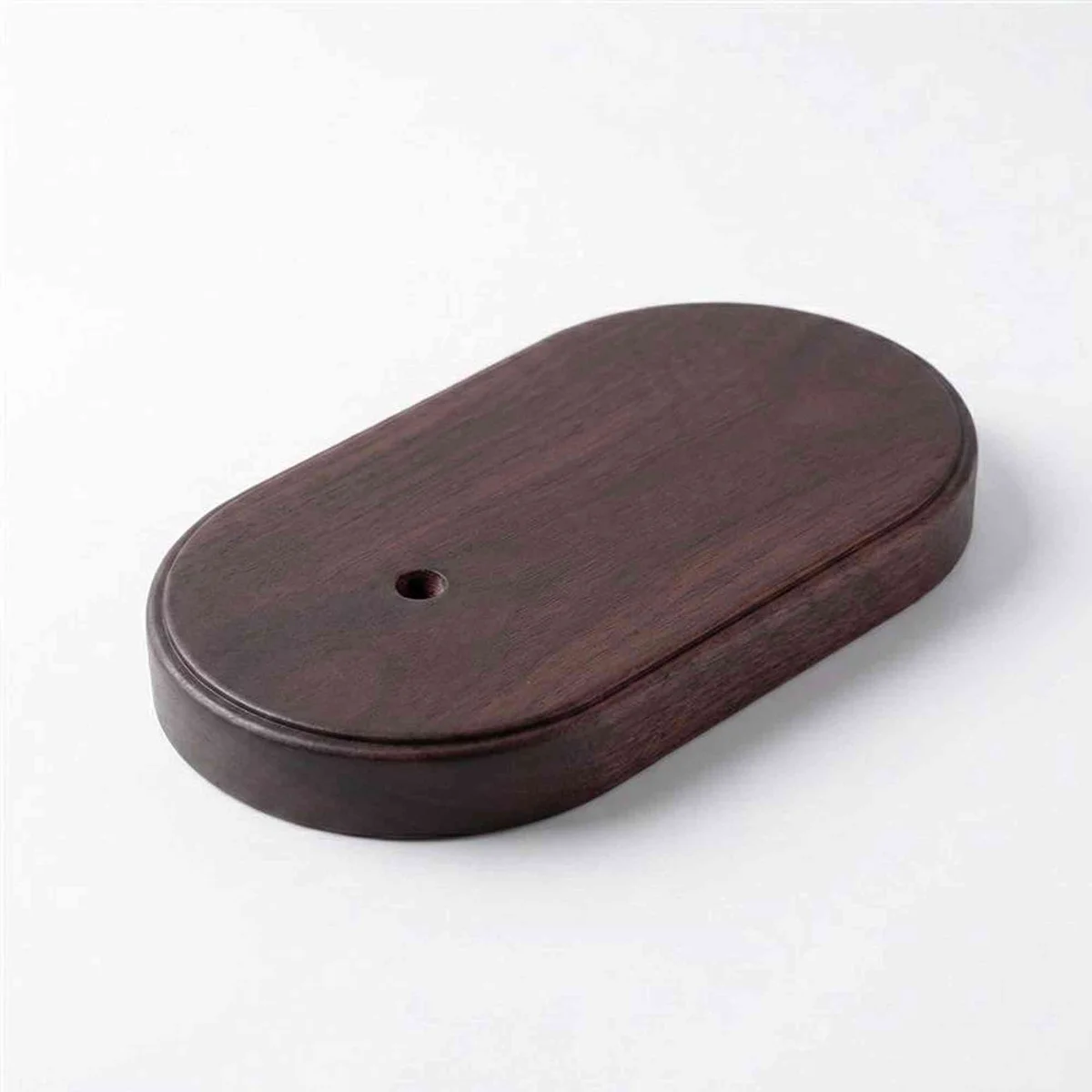 Natural walnut wood round ceiling rose, 120mm diameter, 25mm depth, predrilled centre, smooth finish.