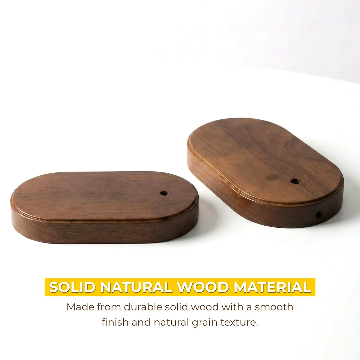 Round walnut pendant lamp base, 120mm x 25mm, smooth sanded finish, central hole for wiring, fits modern pendant lights.