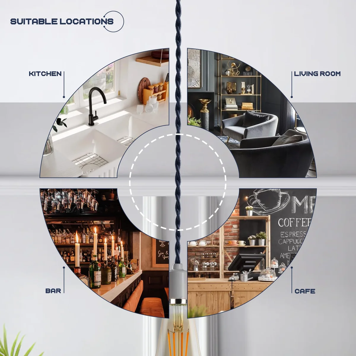 Coiled 5m electric cable with twisted vintage light gold fabric braided two-core design for indoor lighting use