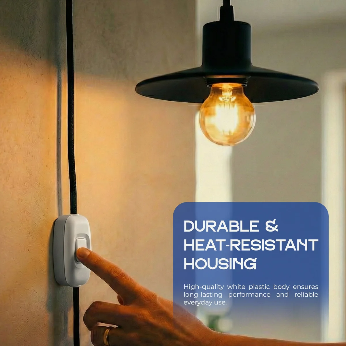 White 16A rocker switch with inline design, heat-resistant plastic housing, and transparent terminals for wiring safety