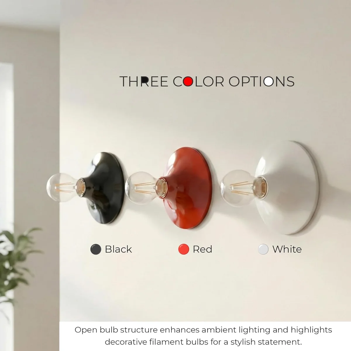 Black ceramic wall ceiling light fitting with 150mm base, E27 socket, and minimalist modern design