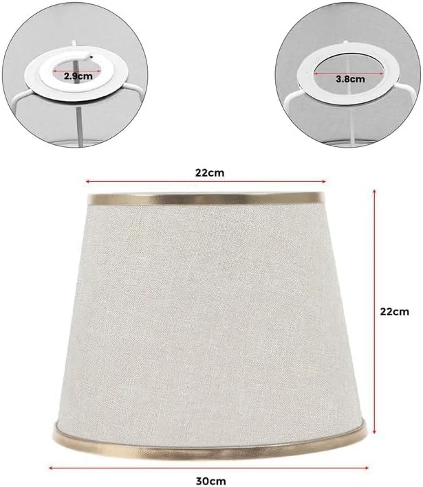 Black fabric lampshade 30cm with gold inner, tapered drum shape, includes LED bulb and reducer plate adaptor