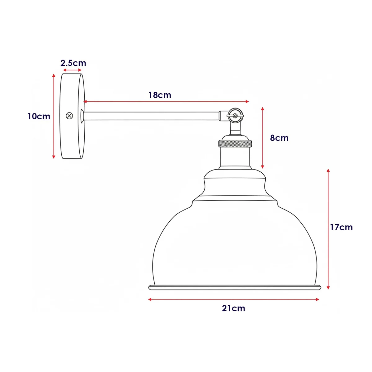 Matte black vintage industrial lamp wall sconce with adjustable arm and dome shade mounted on a wall