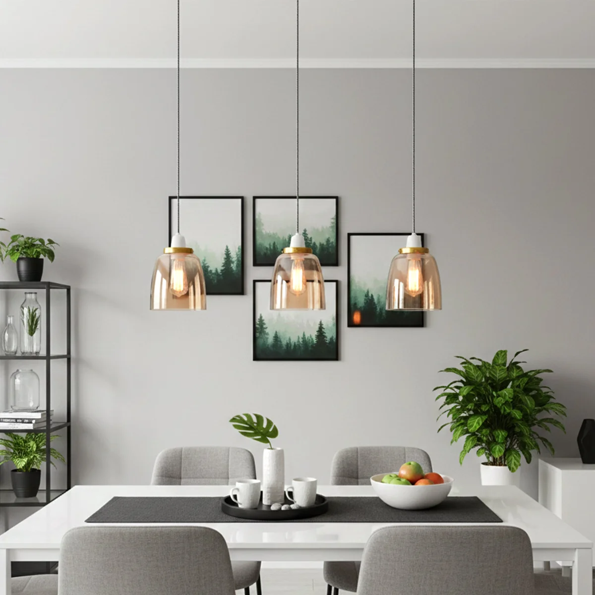 Vintage amber indoor glass lampshade with bell shape, easy-fit design, and warm tinted glow for pendant lights