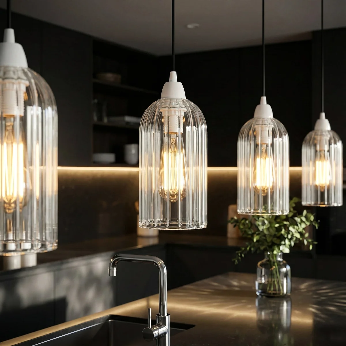 Minimalist smoked glass lampshade with tall bell jar shape and easy-fit E27 screw fitting for ceiling or table lamps