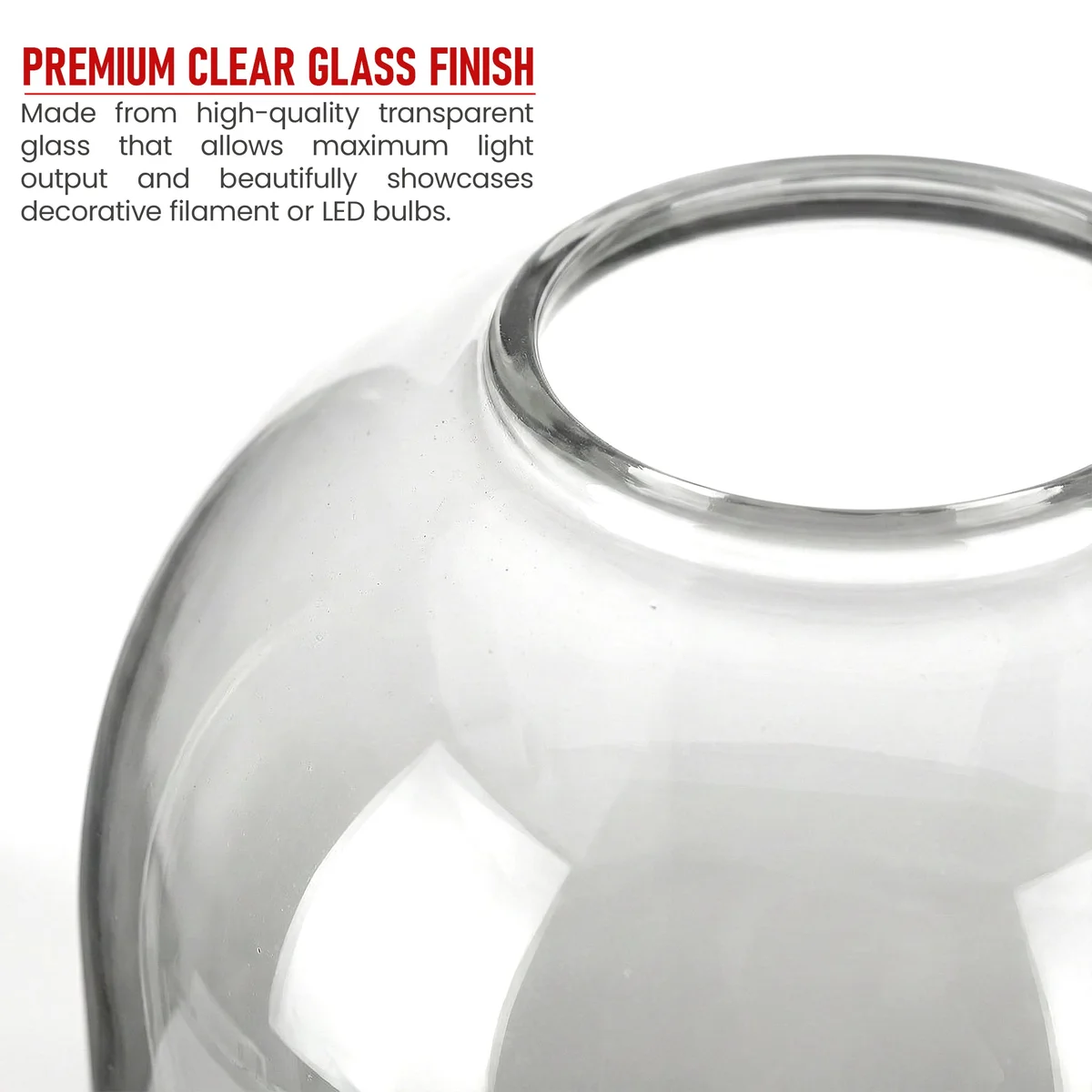 Tall smoked glass lampshade with bell jar shape, 23cm height, designed for easy fit on E27 light fittings