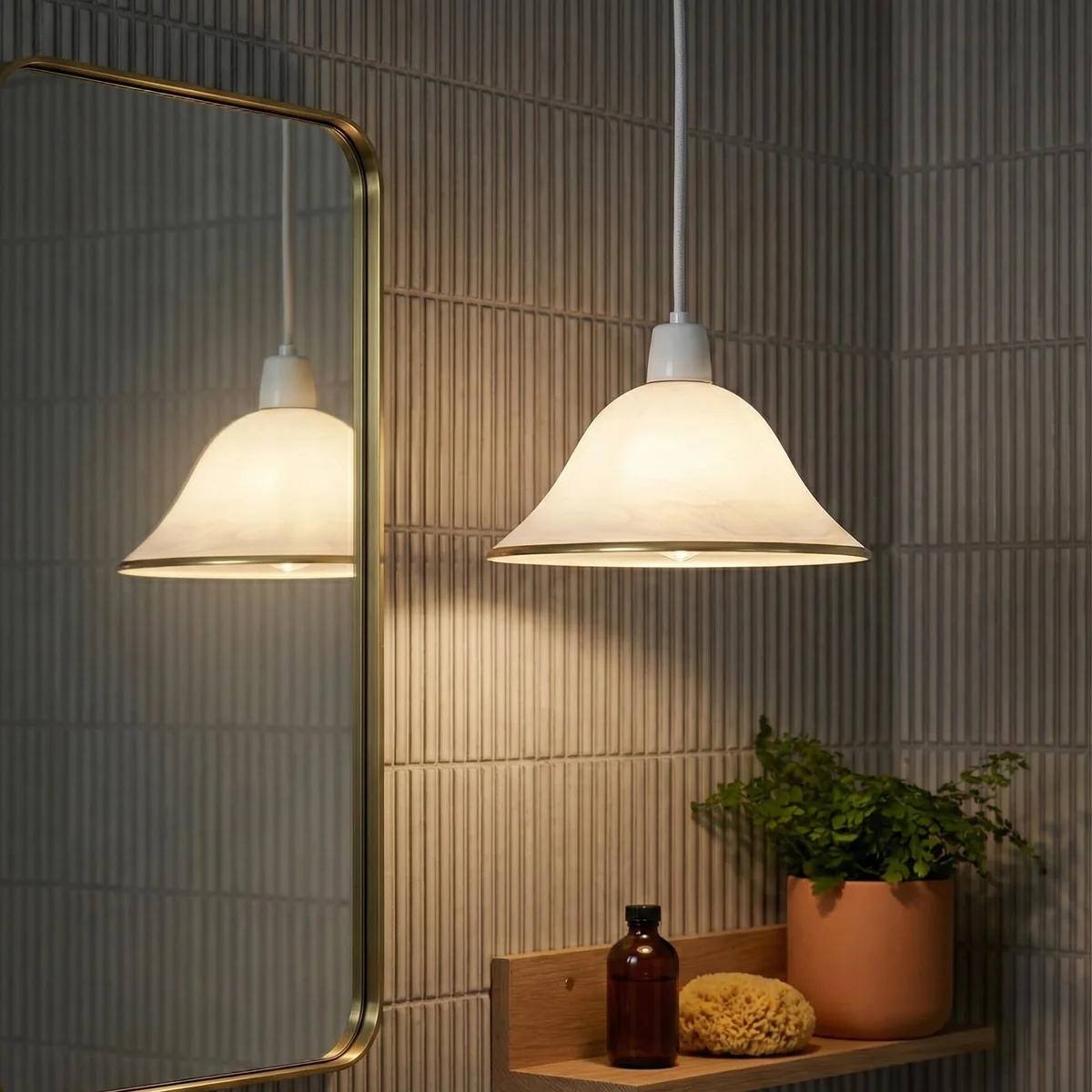 30cm amber bead mosaic glass lamp shade with black lattice design and frosted glass for E27 fittings