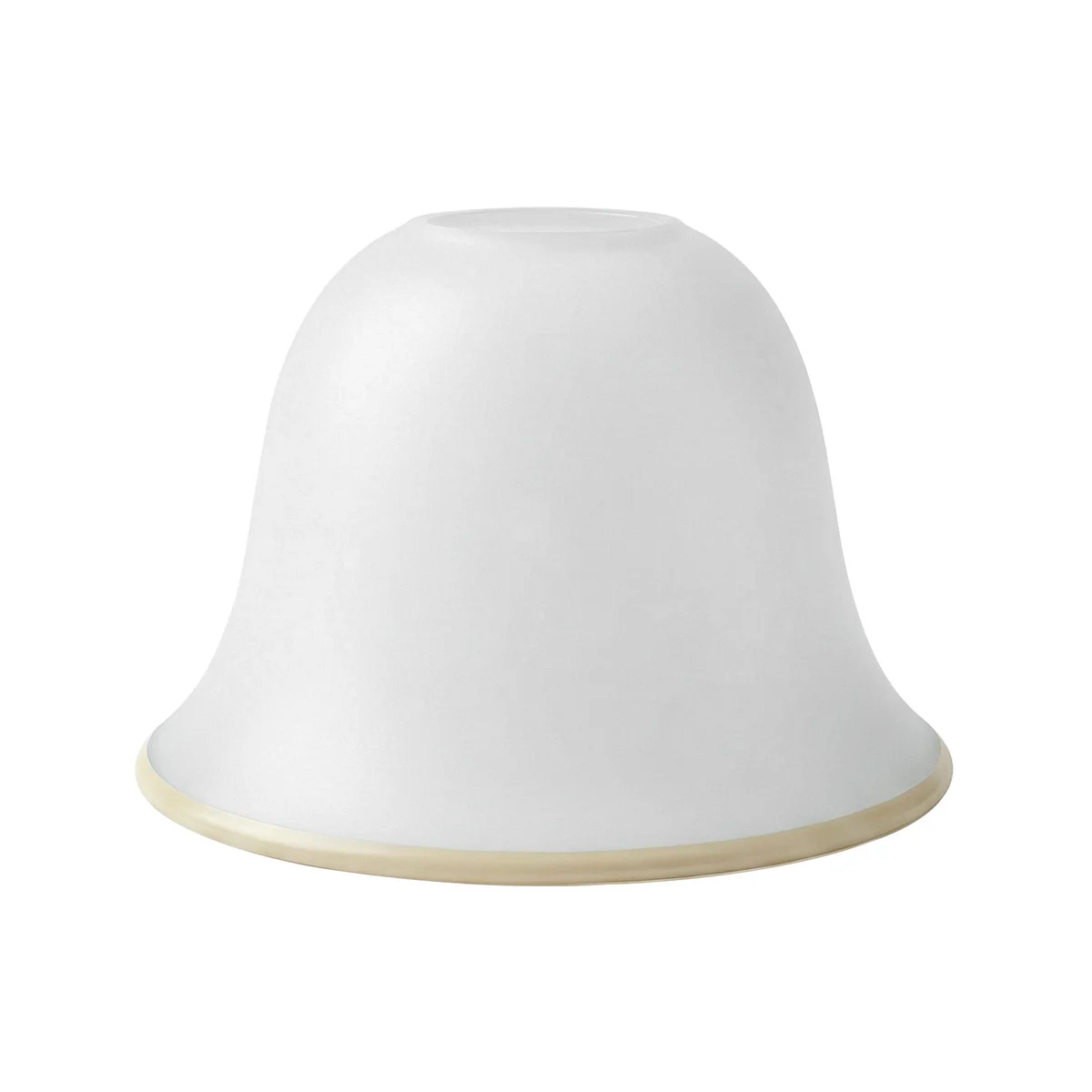 White frosted bell-shaped E27 ceiling light shade with gold trim, easy fit for pendant or wall fixtures, 15cm wide
