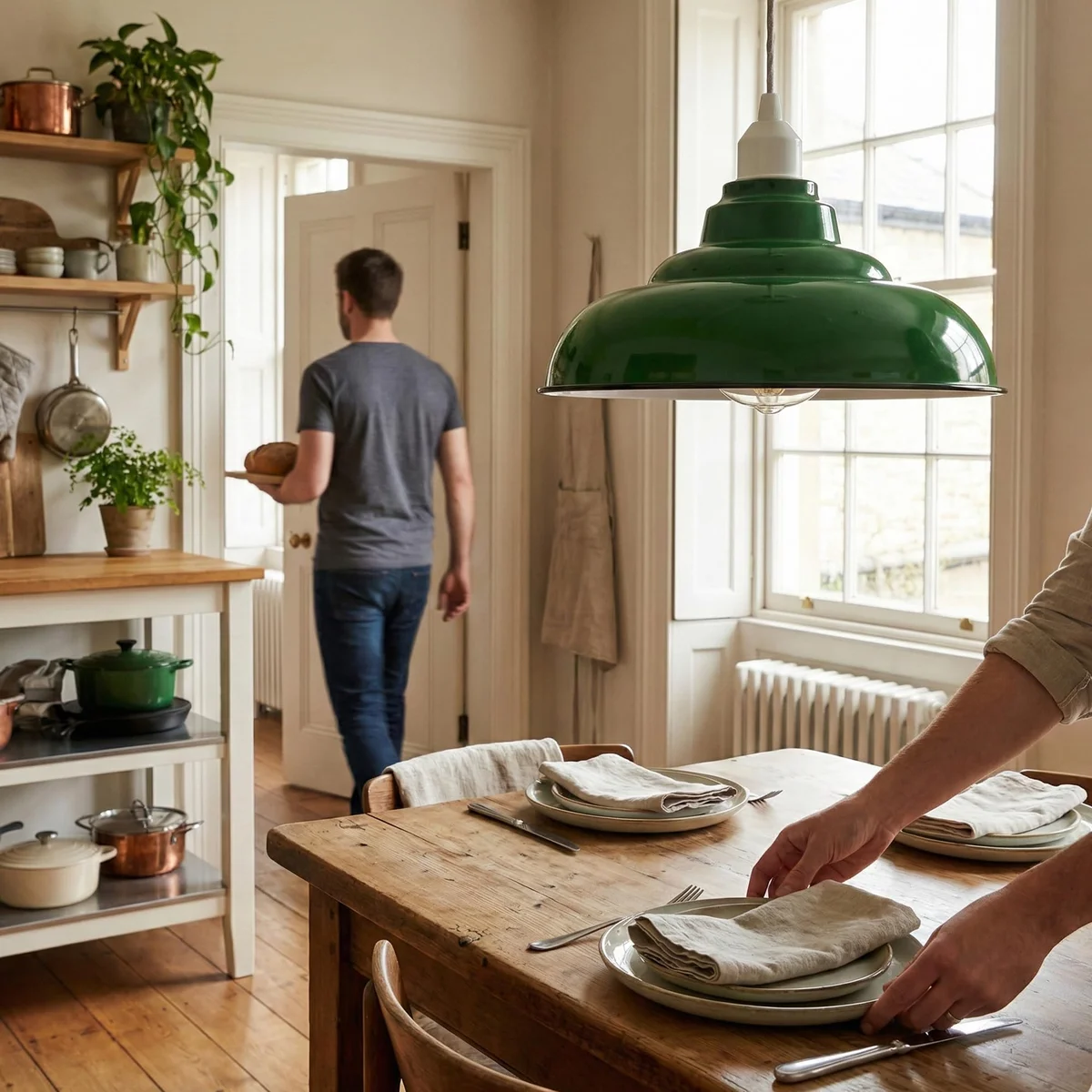 Green metal ceiling light shade with black rim, curved design, suitable for E27 bulb lamp shade fittings