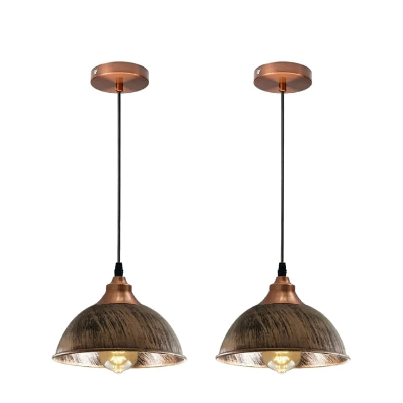 Brushed copper retro metal ceiling shade pendant light with E27 holder and wire, ideal for living rooms and studies