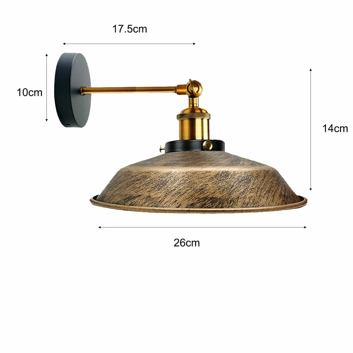 Industrial metal wall sconce with matte finish and shade, featuring E27 wall lamp fitting for indoor use