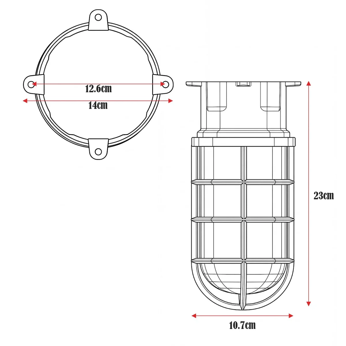 Industrial ceiling light with metal wire cage and ribbed glass, flush mount design inspired by nautical bulkhead style