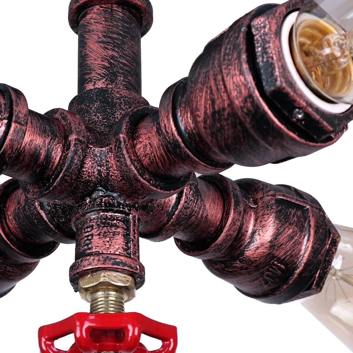 4 light ceiling lamp with black industrial pipe design and four E27 sockets in a flush mount style