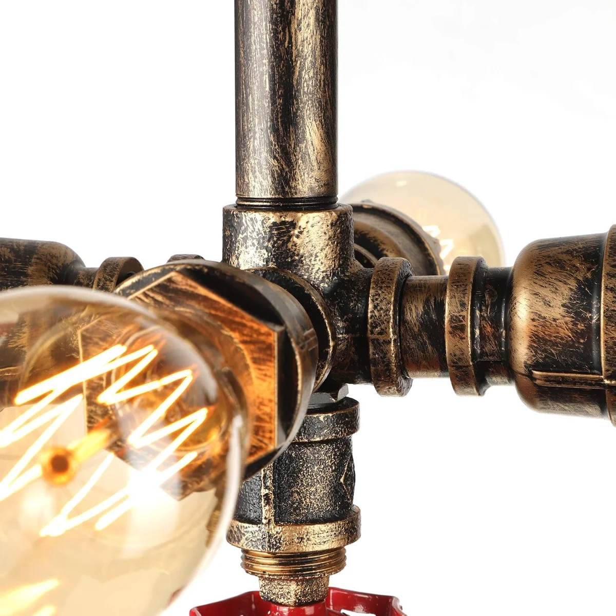 4-light steampunk metal ceiling pendant with industrial pipe design and rustic black finish, flush mount style