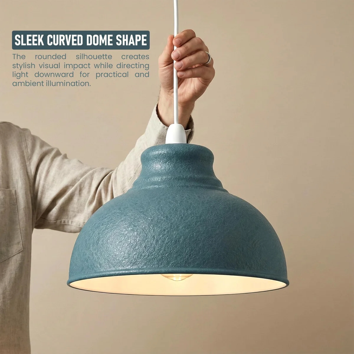 29cm hammered metal ceiling lampshade with rustic textured matte finish and industrial crinkle effect hanging pendant design