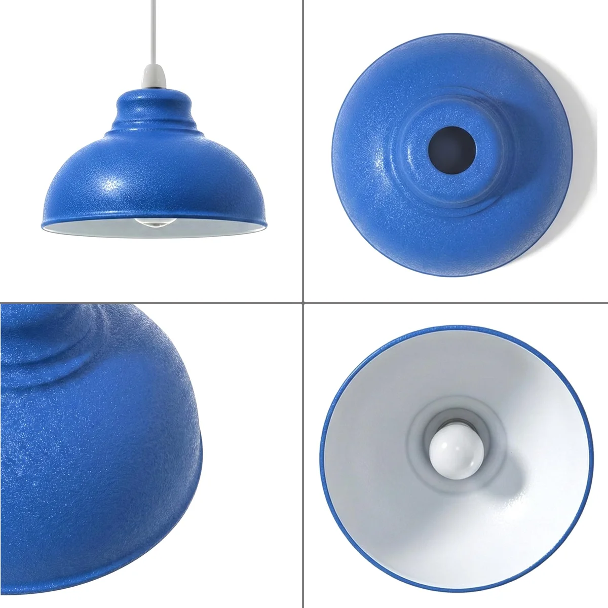 29cm hammered metal modern hanging lampshade with rustic textured matte finish and curvy dome shape on white background