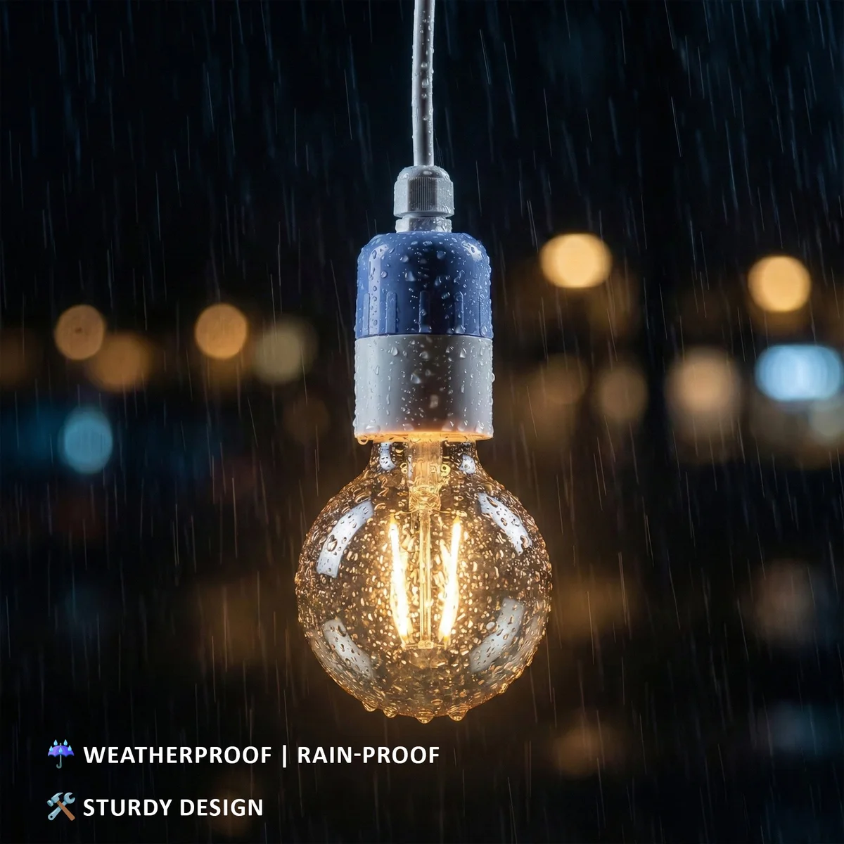 White heat resistant lamp holder with E27 base, rainproof IP44 rating, vintage industrial design for indoor and outdoor use