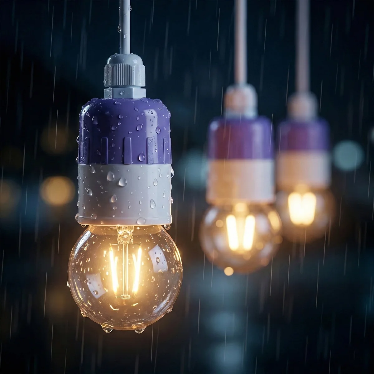 White industrial lamp holder with E27 base, rainproof IP44 rated, vintage style for indoor and outdoor use