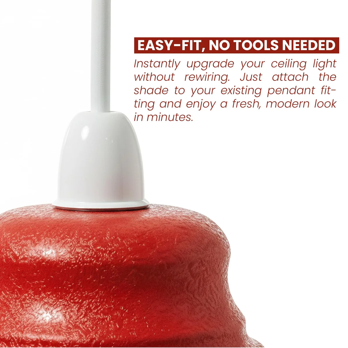 Black textured metal lampshade with curvy industrial design, 29cm diameter, shown hanging as ceiling pendant light