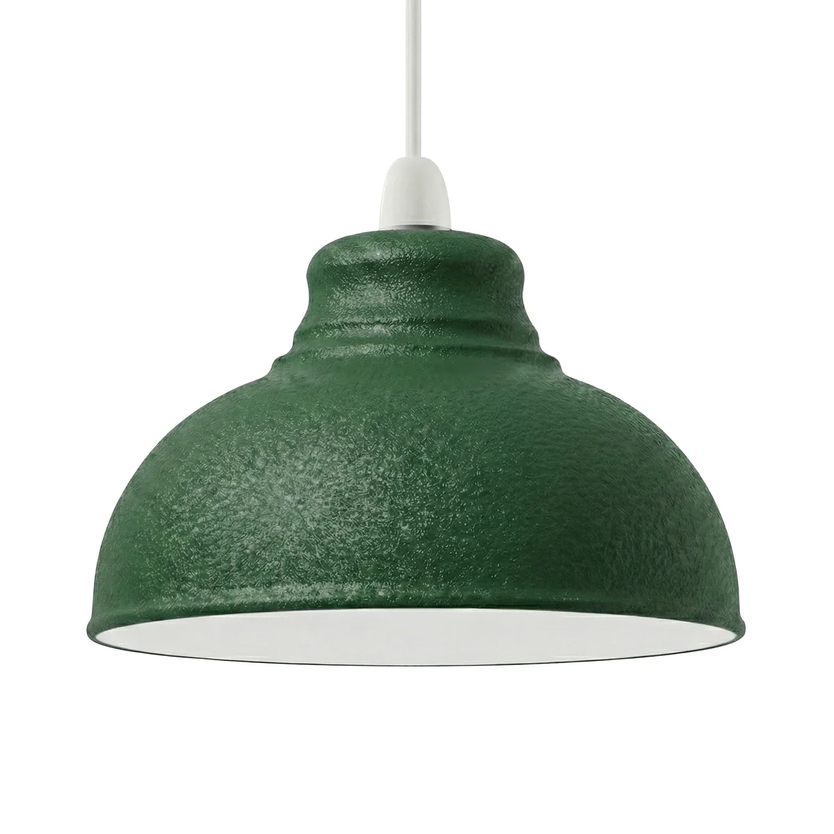 Black textured metal lampshade with curvy design, 29cm diameter, shown mounted as a pendant light with universal reducer ring