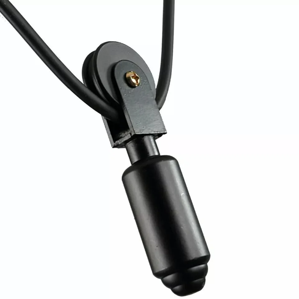 Industrial style 2 light adjustable pulley ceiling light with metal shades and vintage Edison bulbs hanging from a long cord