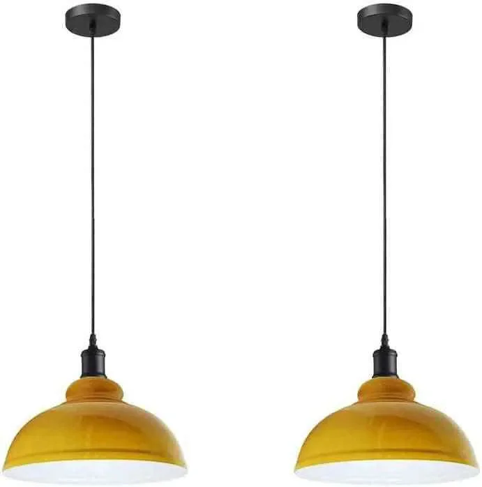 Two modern pendant light set fixtures with black metal shades hanging from adjustable PVC cables against a white background