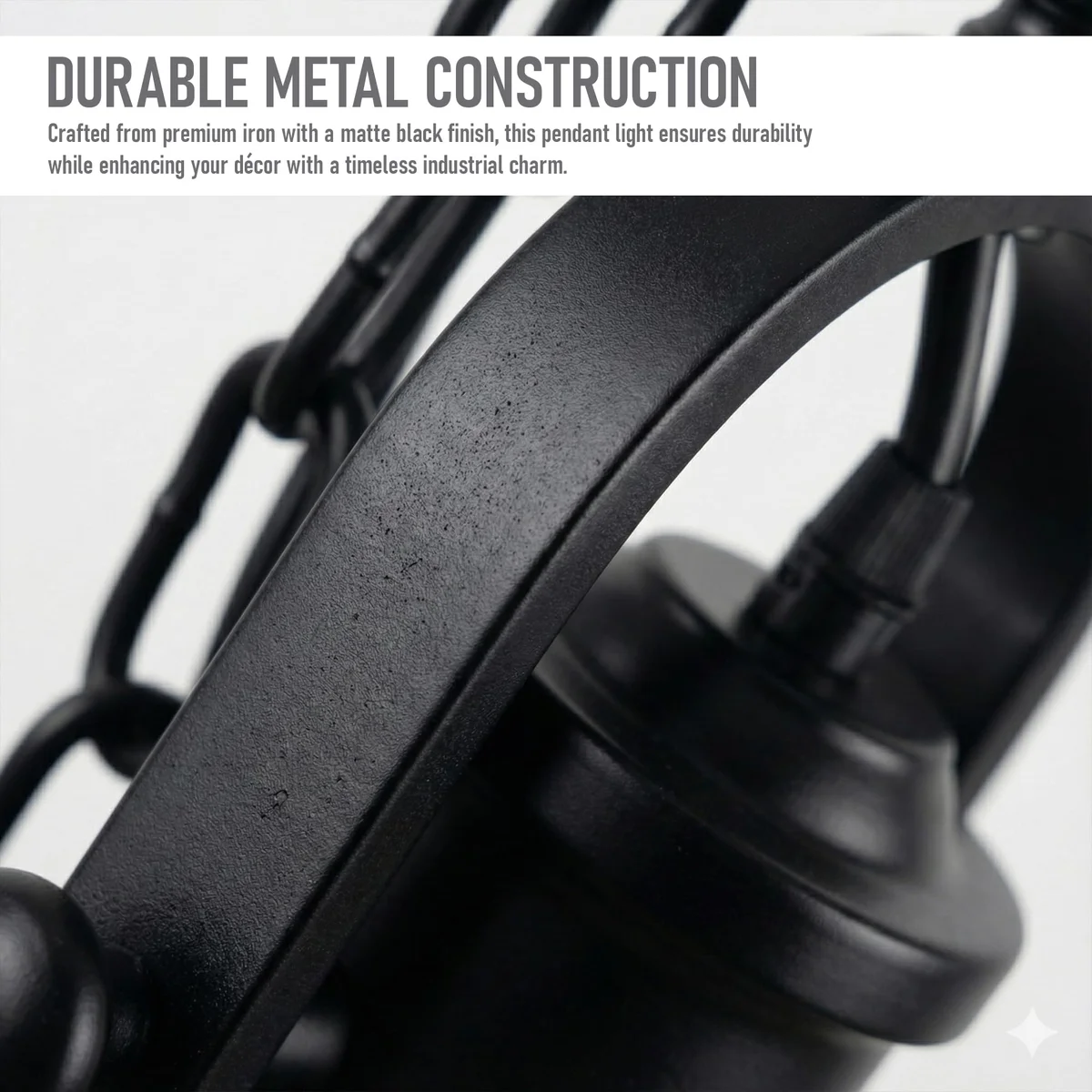 DIY pendant light suspension kit showing 1m three-core cable, metal ceiling rose, E27 holder, and adjustable chain