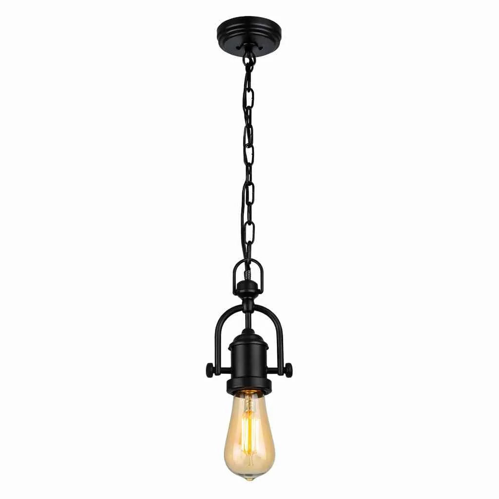 Pendant light cord set with 1m three-core cable, adjustable chain, metal ceiling rose, and E27 lamp holder in black finish
