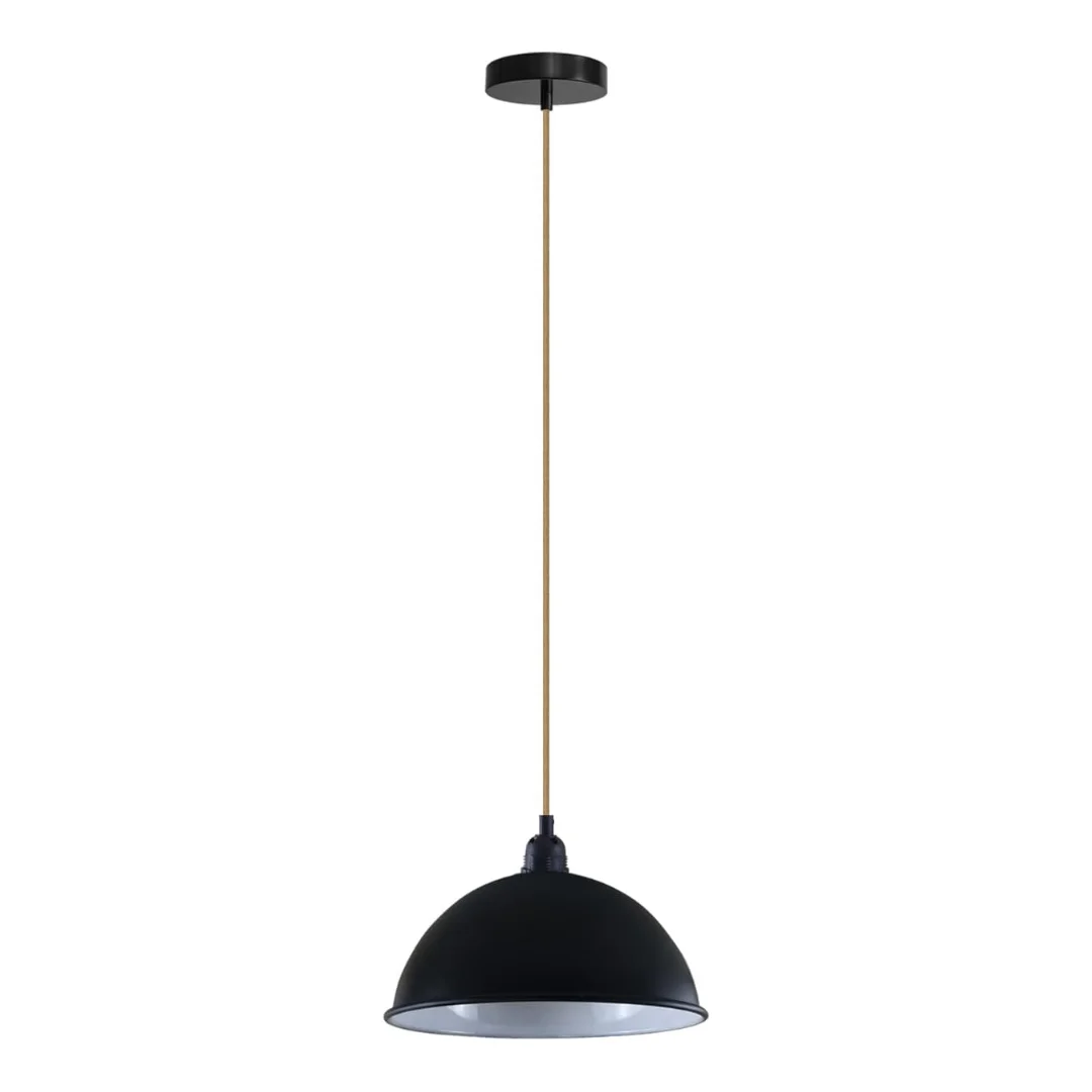 Vintage pendant light on 95cm hemp cord, metal frame and lampshade, suitable for indoor use