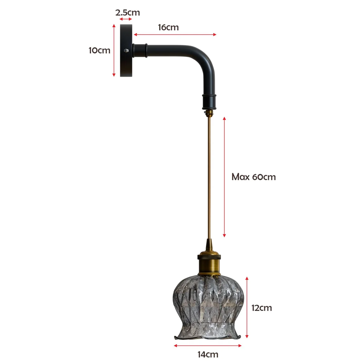 Modern industrial pendant light with ribbed glass globe shade, matte black finish, and twisted fabric cord hanging from ceiling