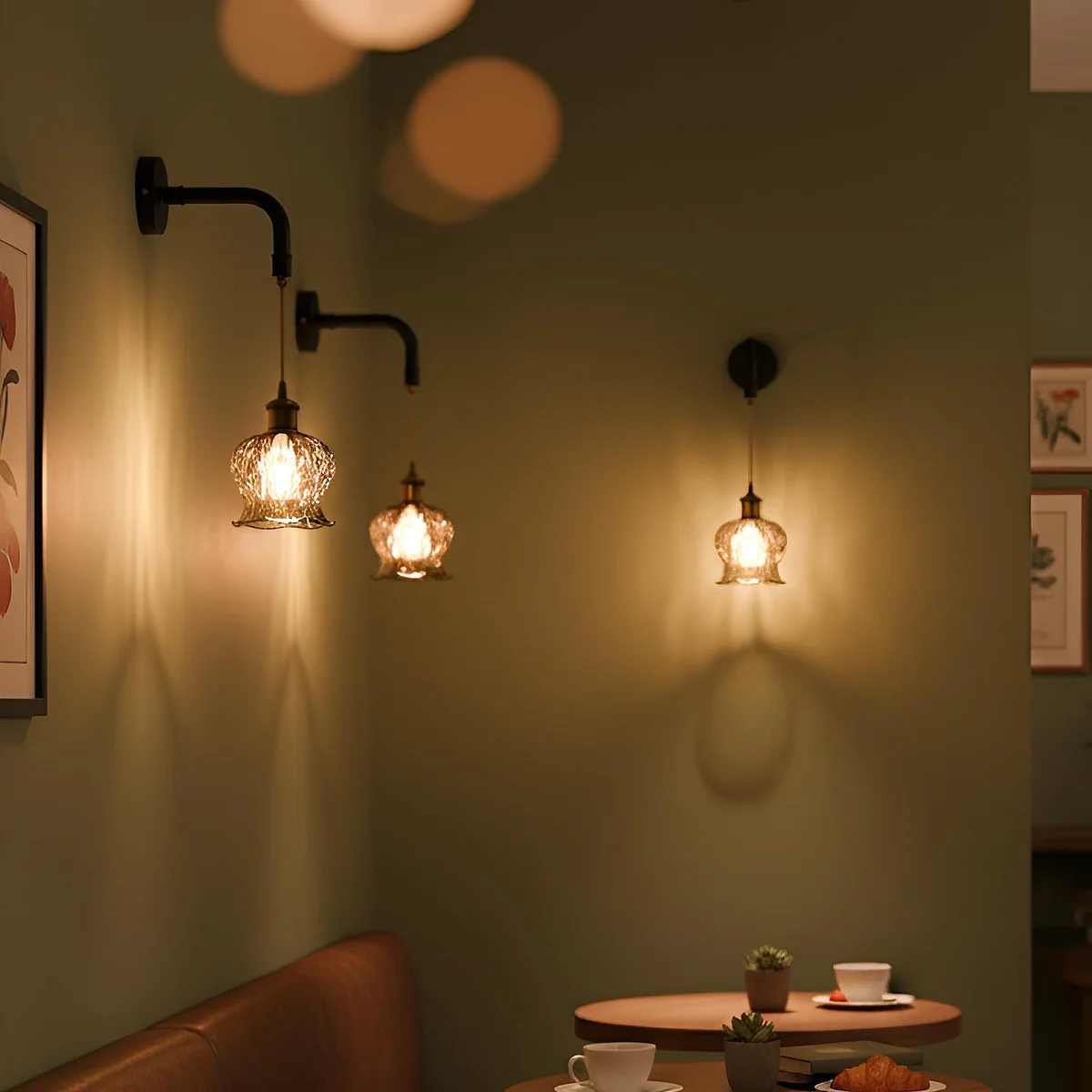 Modern industrial ribbed glass globe pendant light with matte black metal holder and twisted fabric cord hanging from ceiling