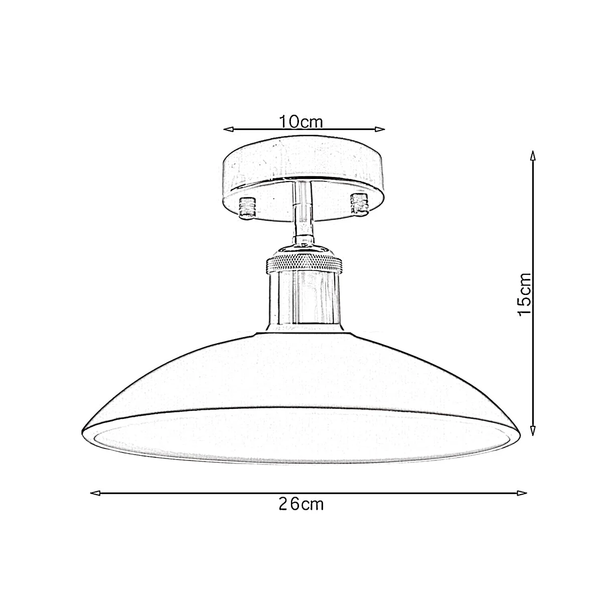Green industrial ceiling light with glossy white interior and chrome hardware, 26cm metal semi flush pendant fixture