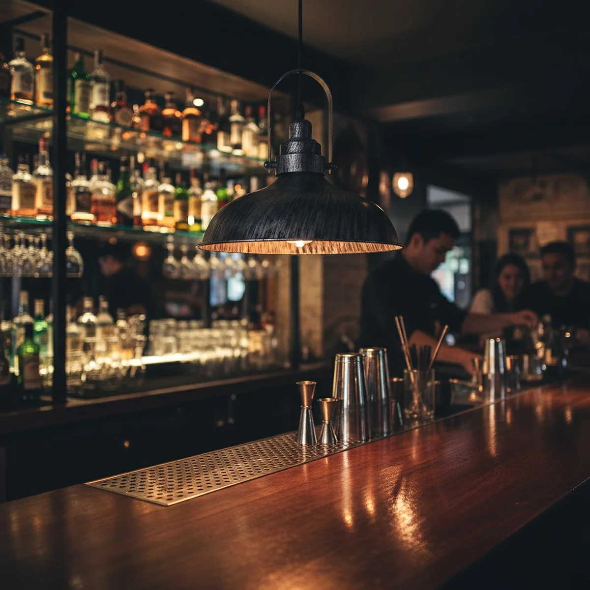 Brushed silver metal vintage style pendant living room ceiling light with exposed bulb and ceiling rose accessory
