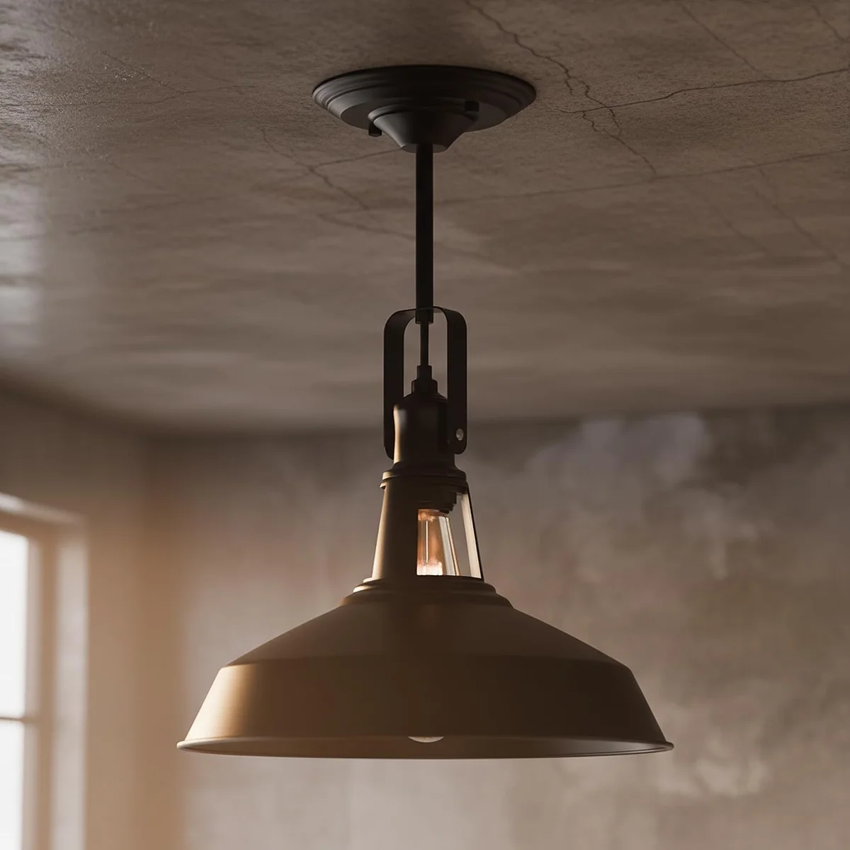 Matte black adjustable barn ceiling light with 30cm metal shade and swivel head for directed lighting