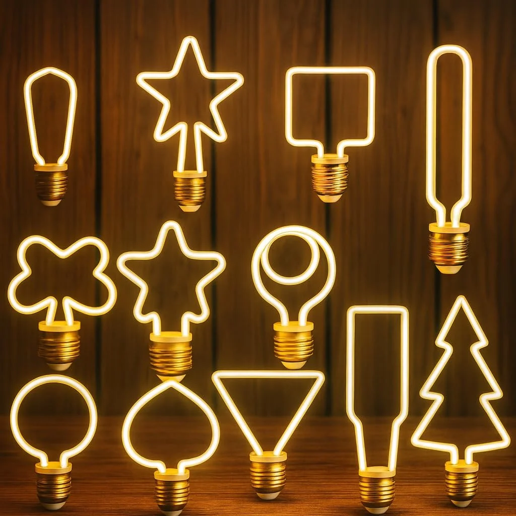 Retro Edison bulb with warm white LED filaments and amber glass, vintage design on E27 base for indoor use