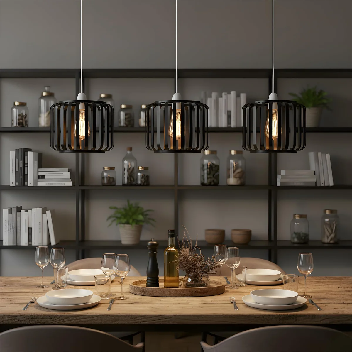 Black rose gold shade metal pendant lamp set, 3 pieces, modern design, E27 base, stylish home décor