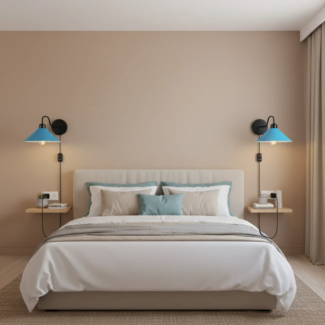 Red industrial wall lamp with dimmer switch on 2m fabric cord, metal build, plug-in design for easy UK socket use