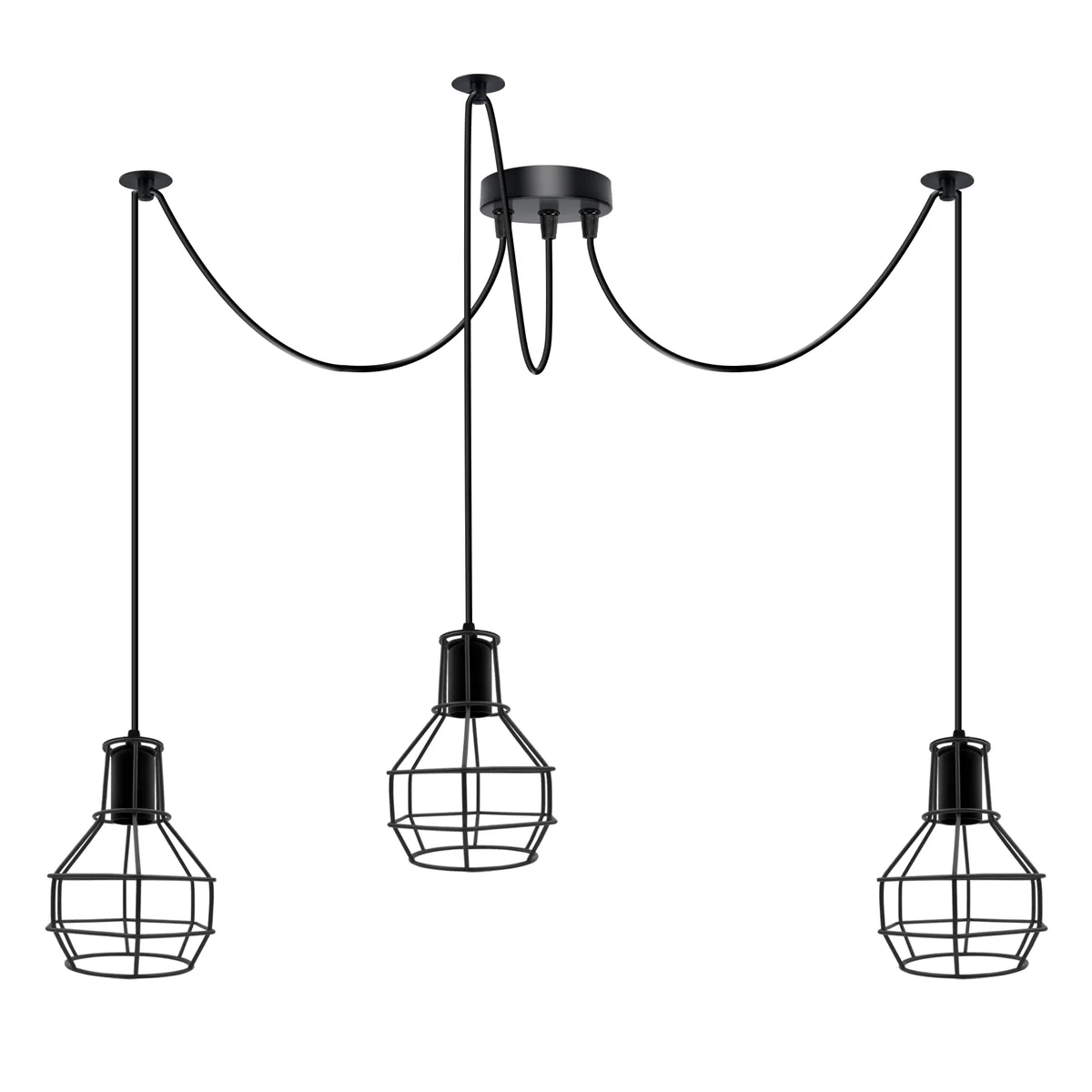 Industrial spider light chandelier with multiple metal arms and E27 bulb sockets in vintage style hanging fixture