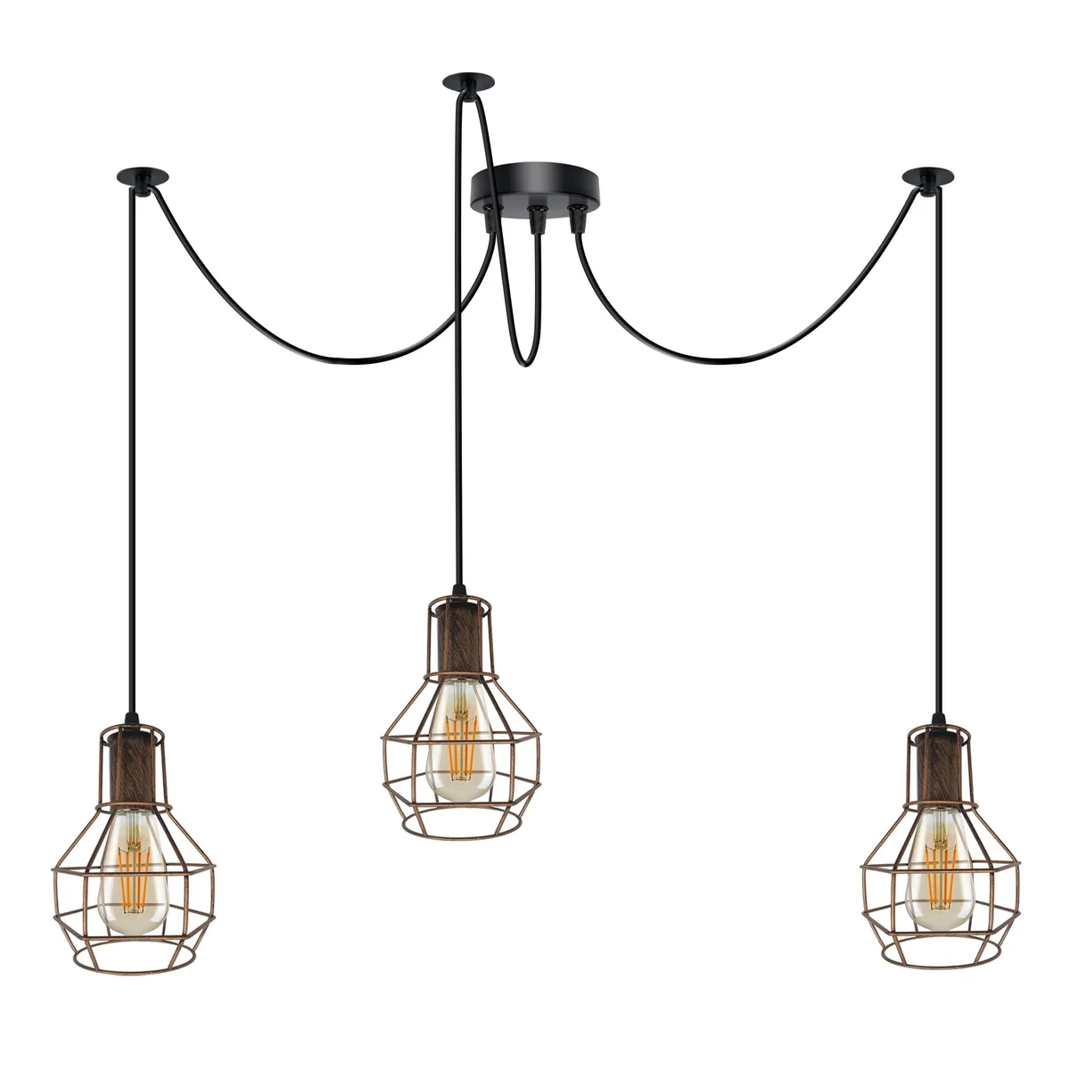 Industrial pendant light spider chandelier kit with multiple metal arms and E27 bulb sockets in vintage style