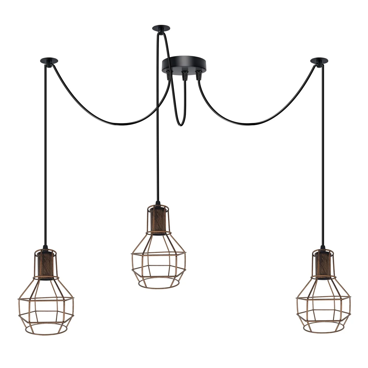 Metal spider light chandelier with multiple arms and vintage industrial design, suitable for indoor hardwired installation