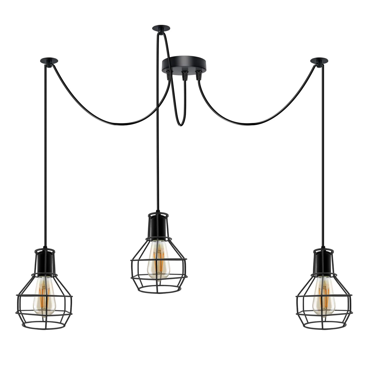 Industrial spider light chandelier with metal arms and E27 bulbs, designed as an indoor ceiling light in vintage style