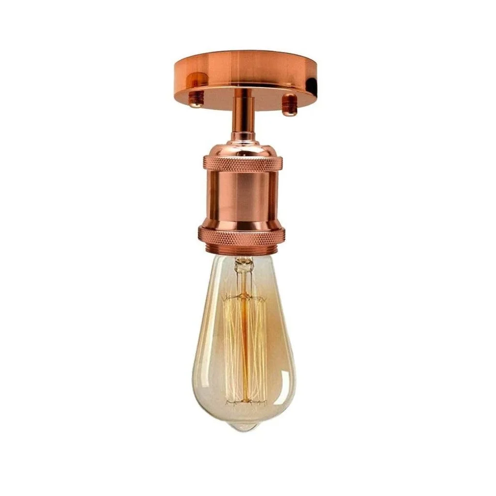 Vintage ceiling light with metal holder and warm soft glow, E27 bulb, suitable for living room or bedroom ceiling fixture