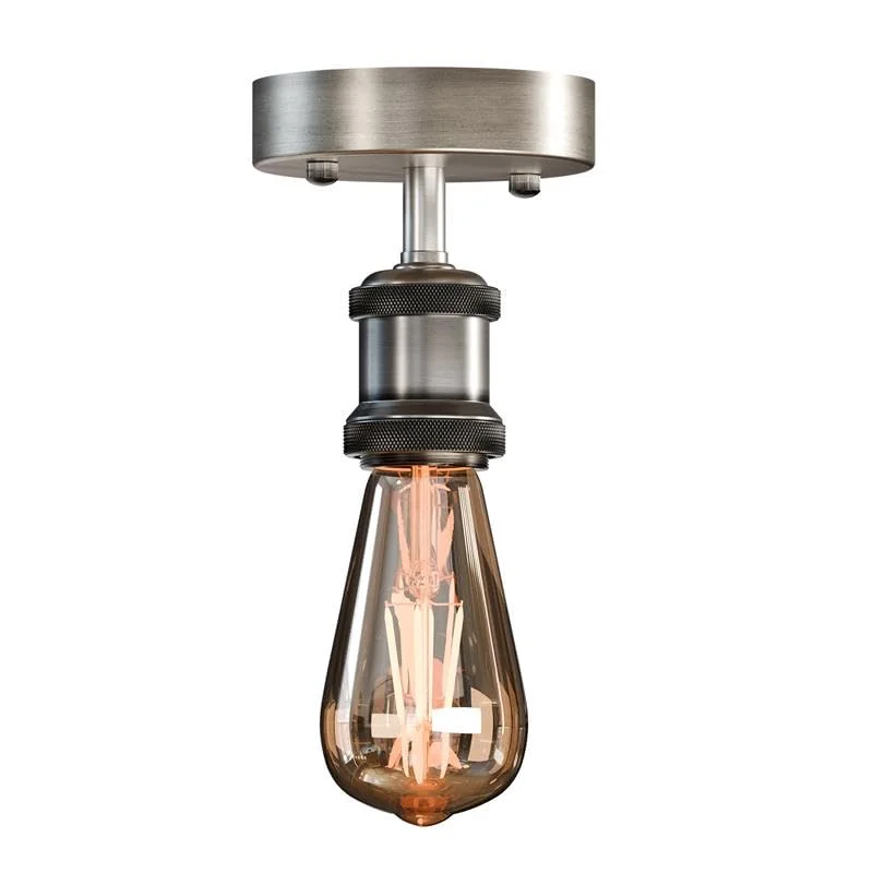 Vintage style metal LED ceiling light fixture with warm soft glow, E27 bulb, suitable for living room or bedroom ceiling mount