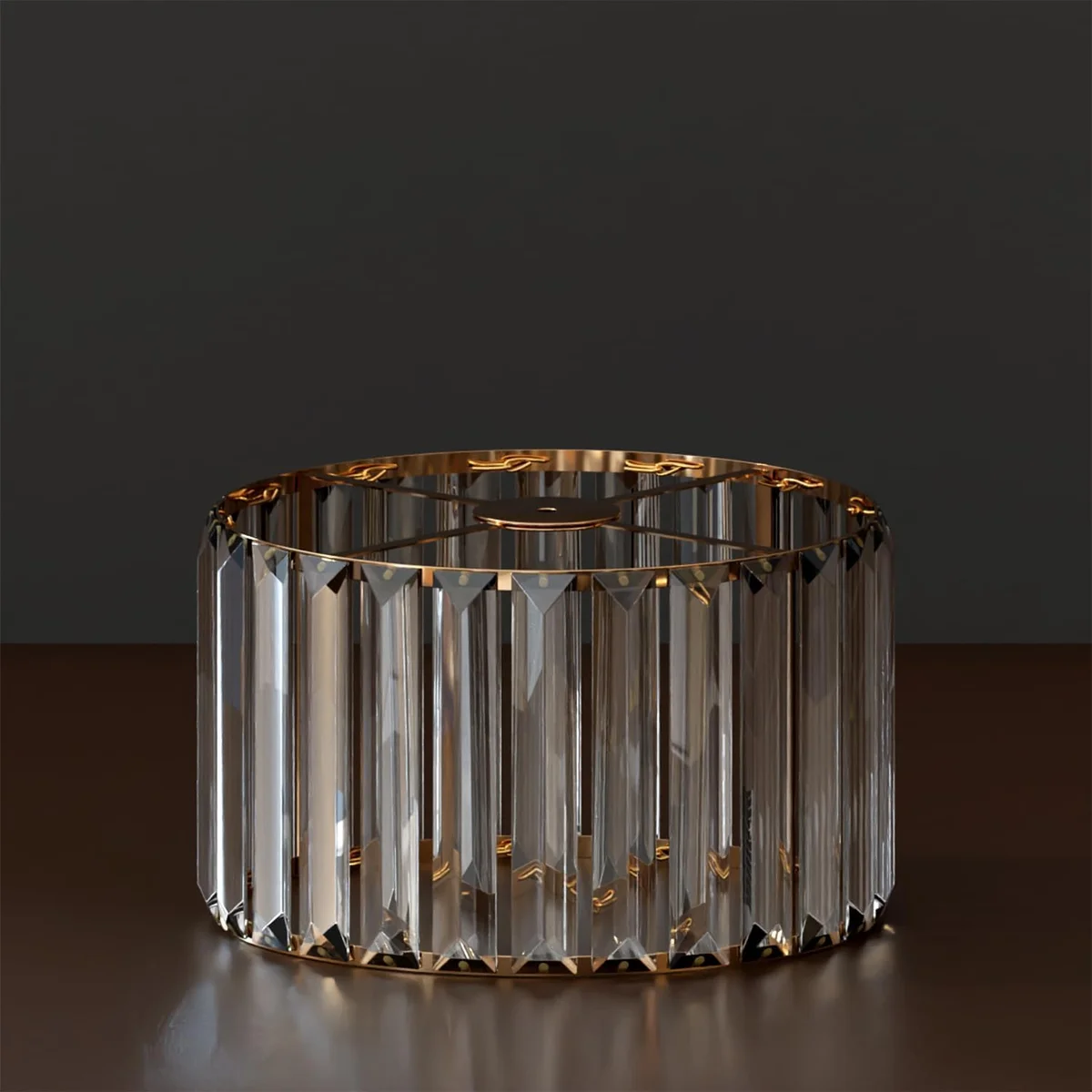 Black crystal drum lampshade with iridescent K9 crystals, 20‑30cm diameter, 12cm height, metal mounting, reducer ring.