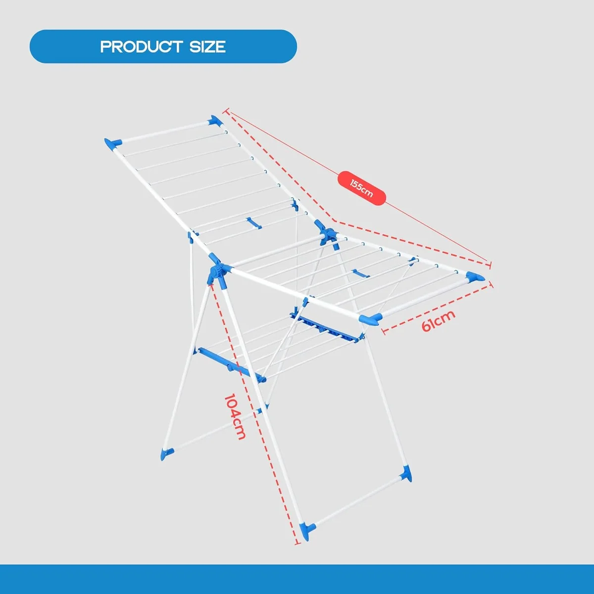 Foldable white and pink stainless steel indoor clothes airer with three tiers and multiple drying bars on a white background