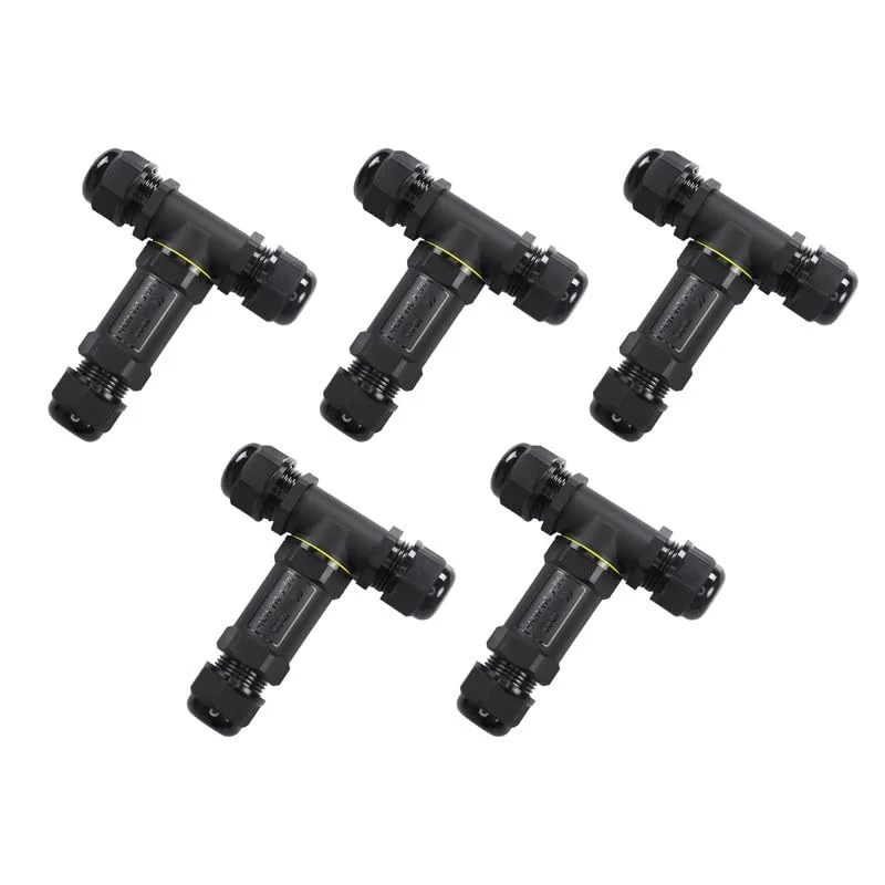 3 way waterproof junction box showing nylon shell with silicone sealing ring connector for outdoor cable protection