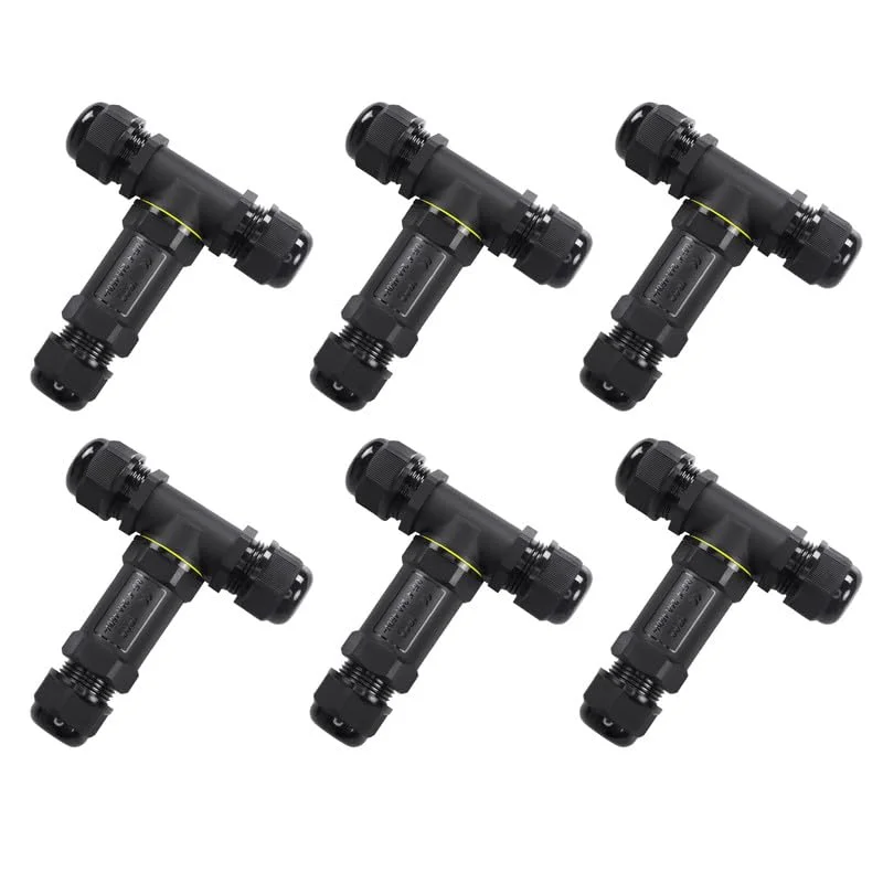 3-way waterproof junction box connector with nylon shell and silicone sealing ring for outdoor electrical wiring installation